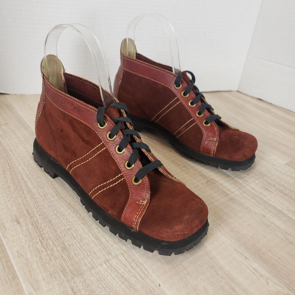 Vtg Women's Wolverine Leather Suede Red Ankle Boots Size 6
